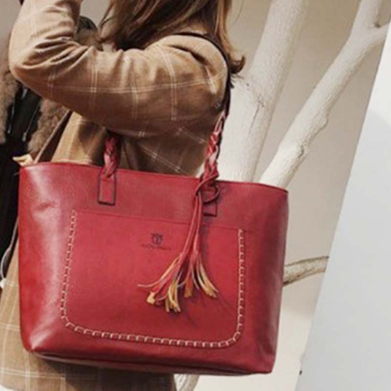 Große Kapazität Business Büro Handtasche Damen weiche PU Quaste Tote Schultertasche