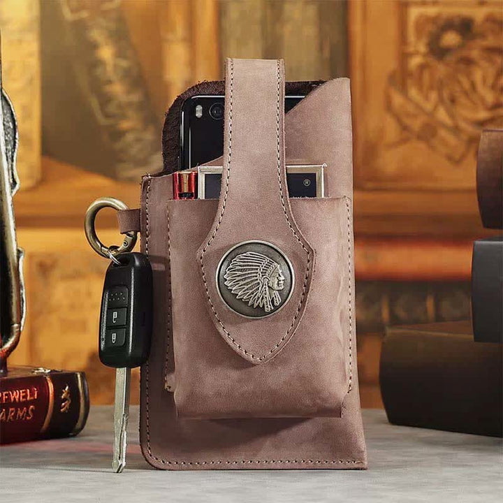 Retro Leder Telefon Holster für Männer Universal Fall Taille Tasche EDC