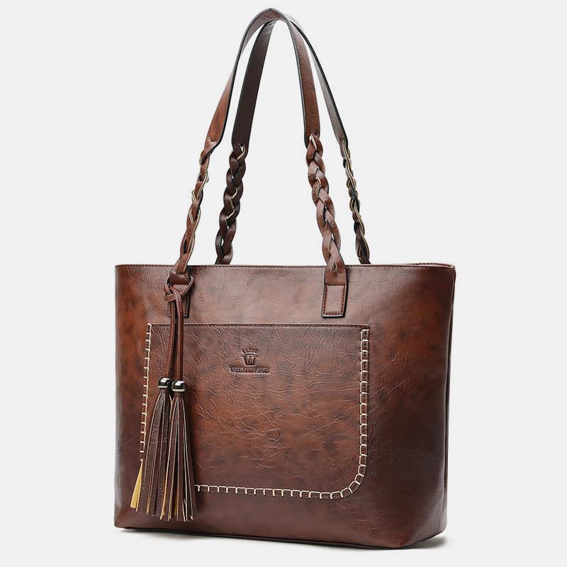 Große Kapazität Business Büro Handtasche Damen weiche PU Quaste Tote Schultertasche