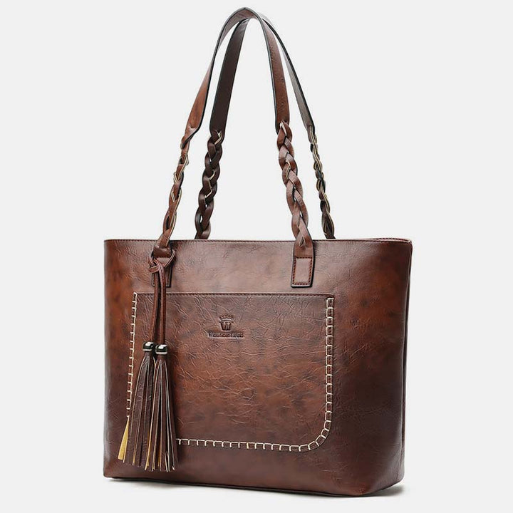 Große Kapazität Business Büro Handtasche Damen weiche PU Quaste Tote Schultertasche
