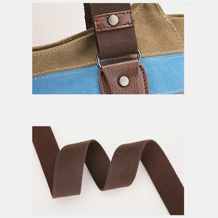 Multifunktions-Farbblock-Canvas-Handtasche Hobo Tote Bag Umhängetaschen