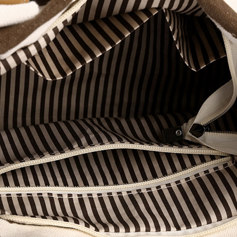 Lässige Einkaufstasche für Damen, gestreifte Canvas-Tasche für den täglichen Gebrauch