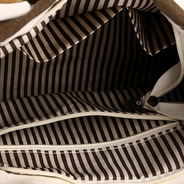 Lässige Einkaufstasche für Damen, gestreifte Canvas-Tasche für den täglichen Gebrauch