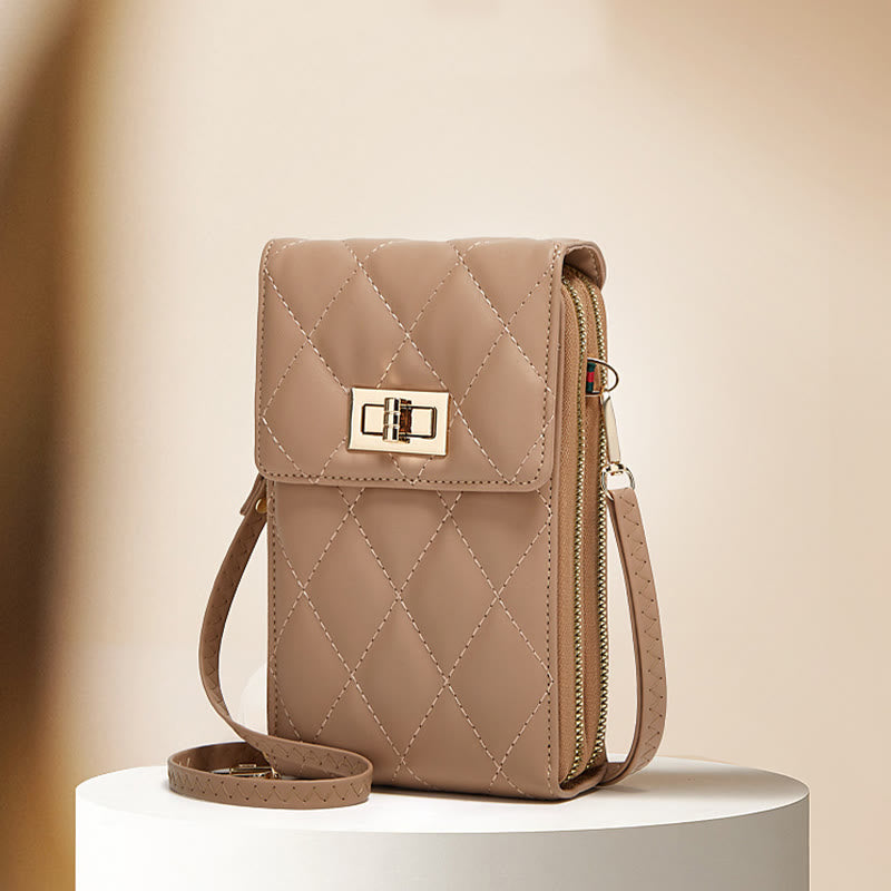 Handytasche für Damen, einfarbig, schmale Umhängetasche, Münzgeldbörse