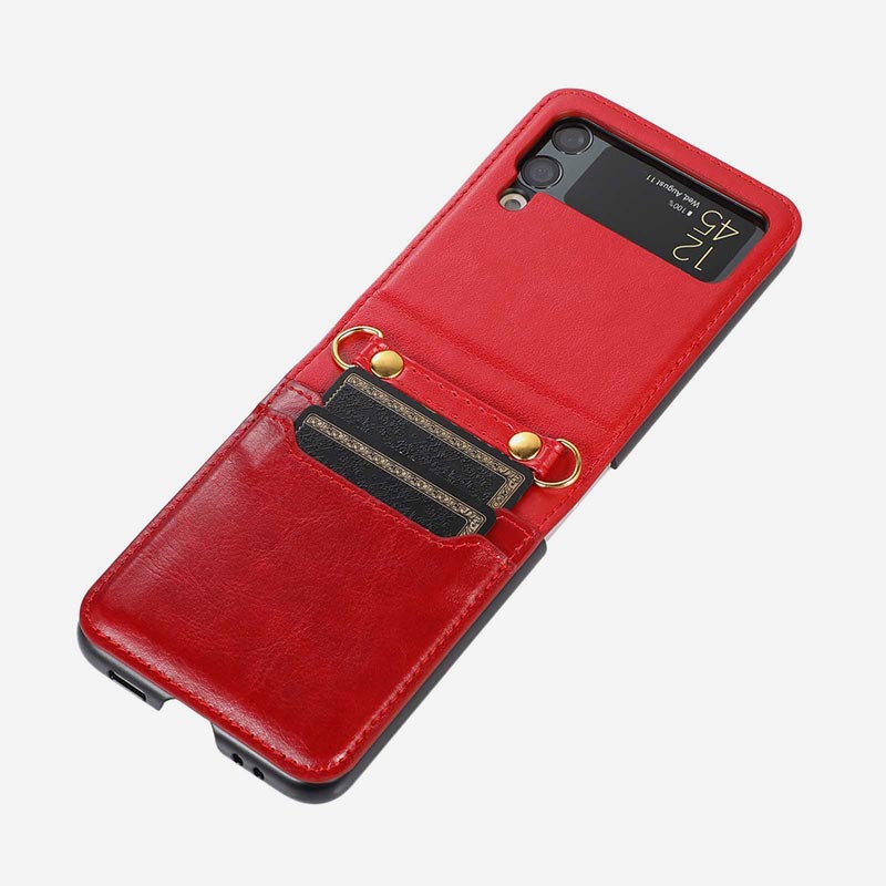 Samsung Galaxy Z Flip 3 Handyhülle, einfarbige Crossbody-Handytasche mit Kartenfach