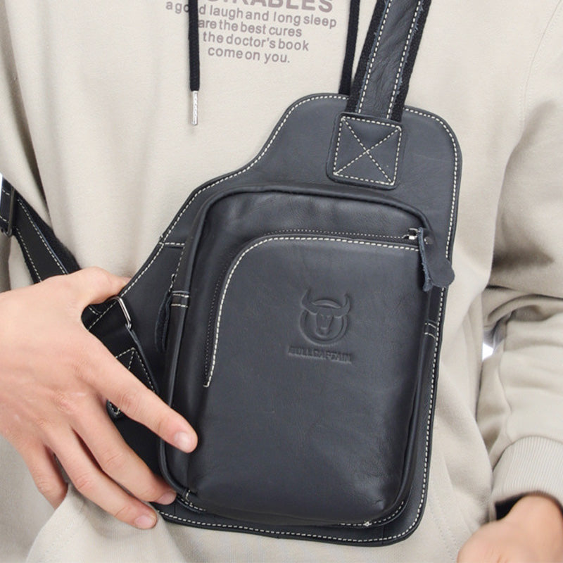 Schultertasche aus echtem Leder mit großem Fassungsvermögen
