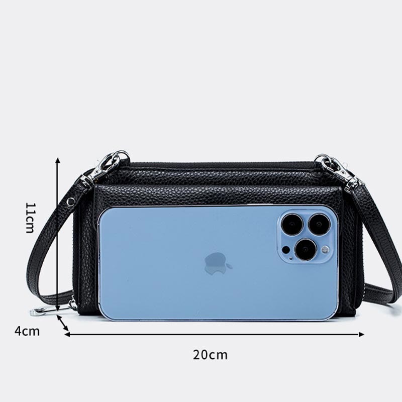 Echtes Leder Touchscreen Telefon Tasche Brieftasche Umhängetasche - image 14