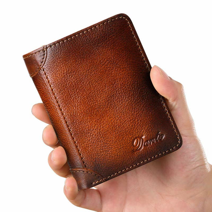 RFID-diebstahlsichere Vintage-Geldbörse aus echtem Leder