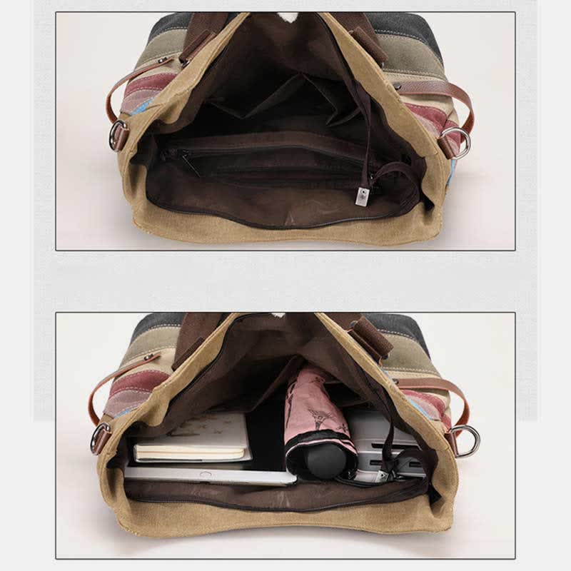 Multifunktions-Farbblock-Canvas-Handtasche Hobo Tote Bag Umhängetaschen