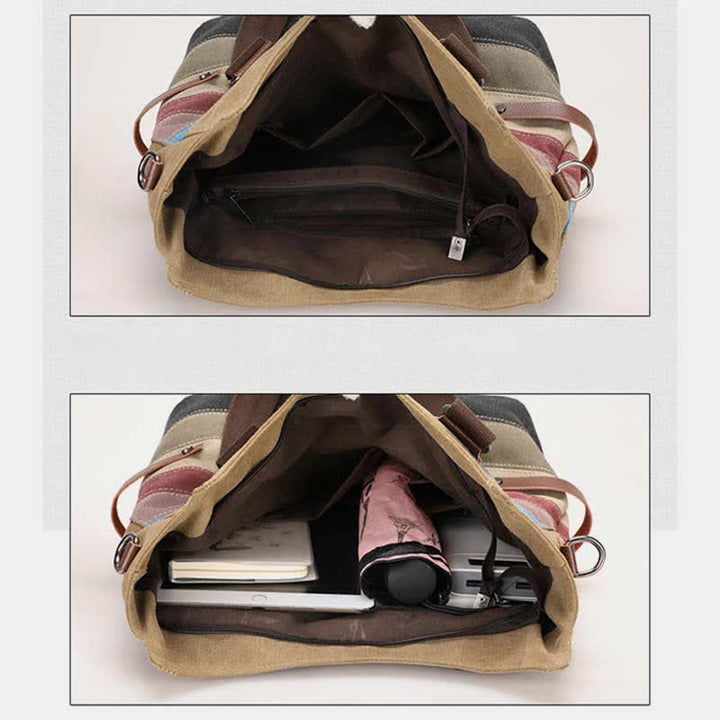 Multifunktions-Farbblock-Canvas-Handtasche Hobo Tote Bag Umhängetaschen