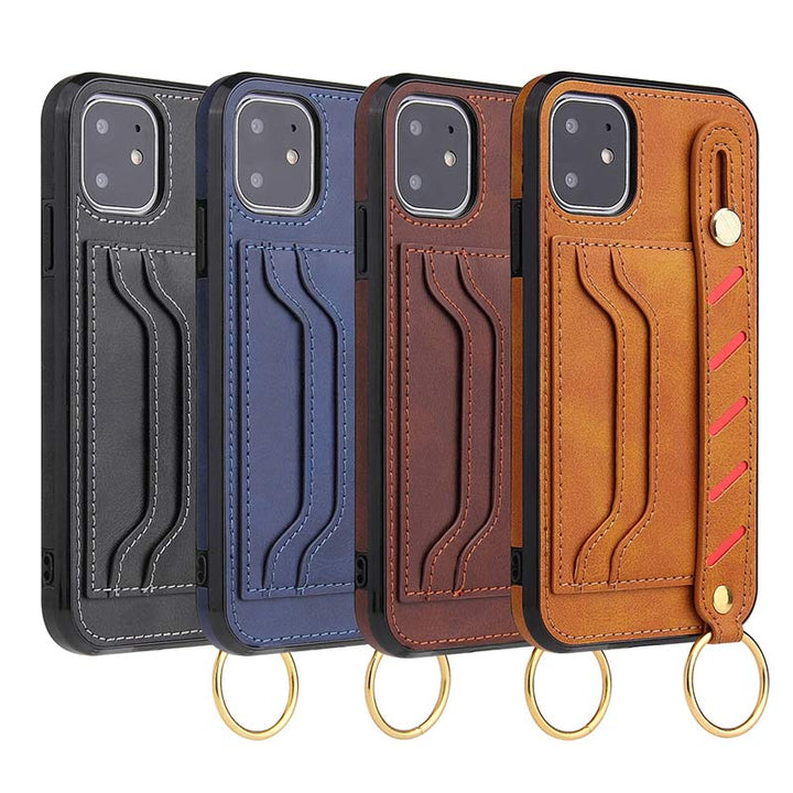 Leder-Handyhülle für iPhone und Samsung mit Kartenfach und Armband