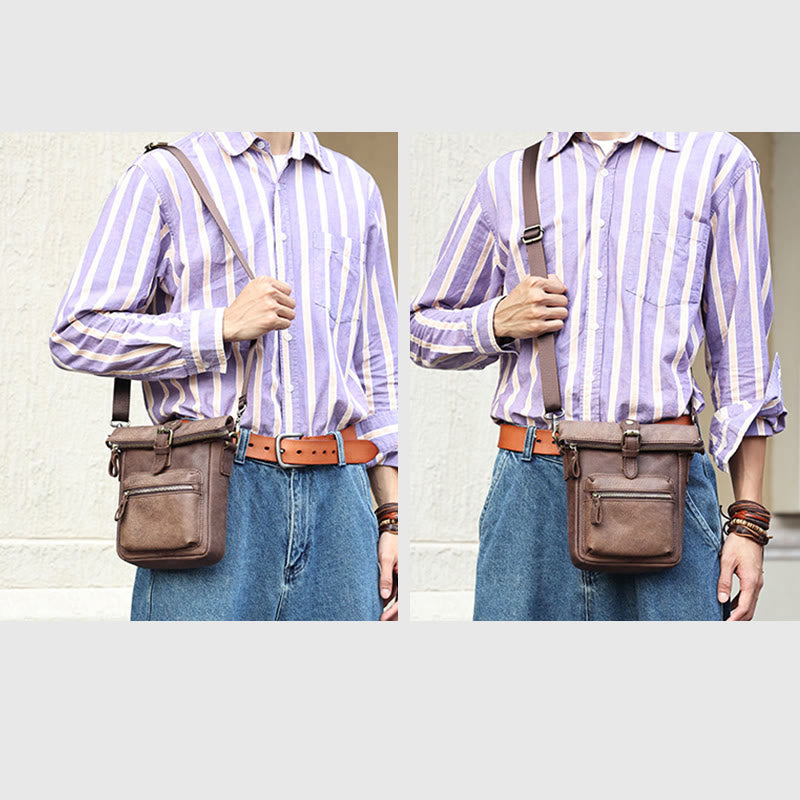 Gürteltasche für Herren, multifunktionale Gürteltasche aus Leder für Outdoor-Sportbekleidung