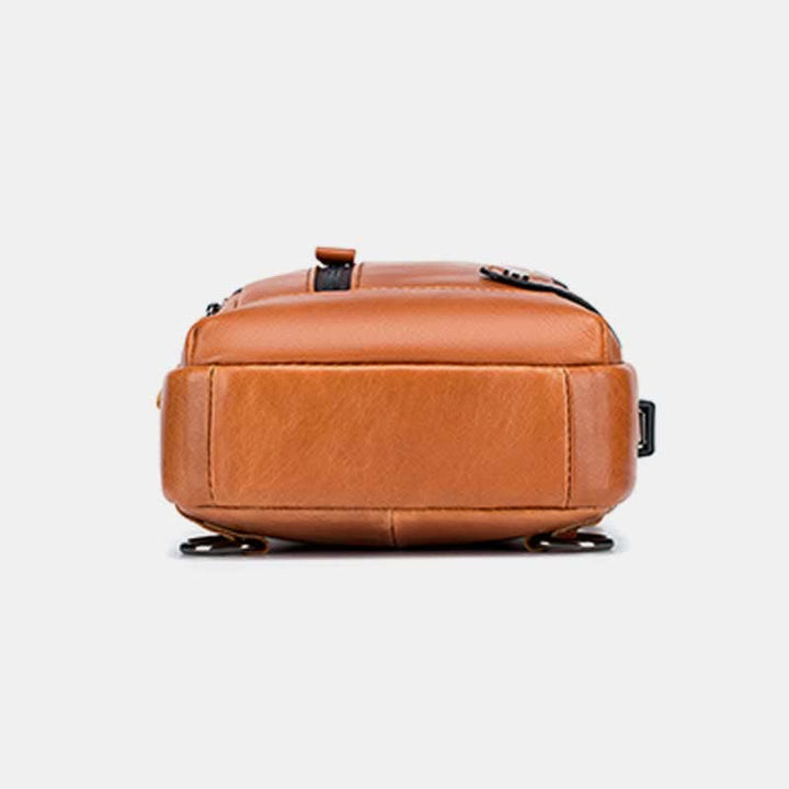 Schultertasche aus echtem Leder, lässiger Outdoor-Schulterrucksack, Brust-Tagesrucksack