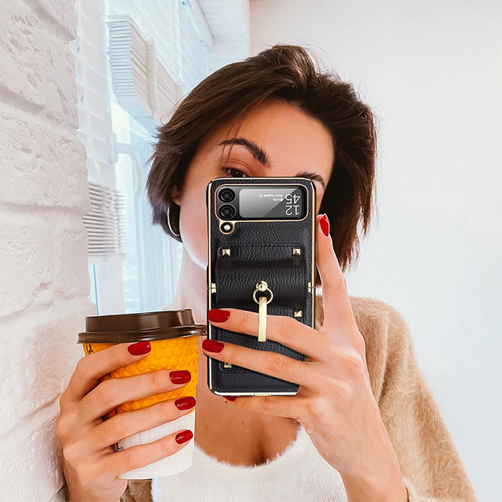 Handyhülle für Z Flip4 im Business-Stil, klappbare Ringhülle