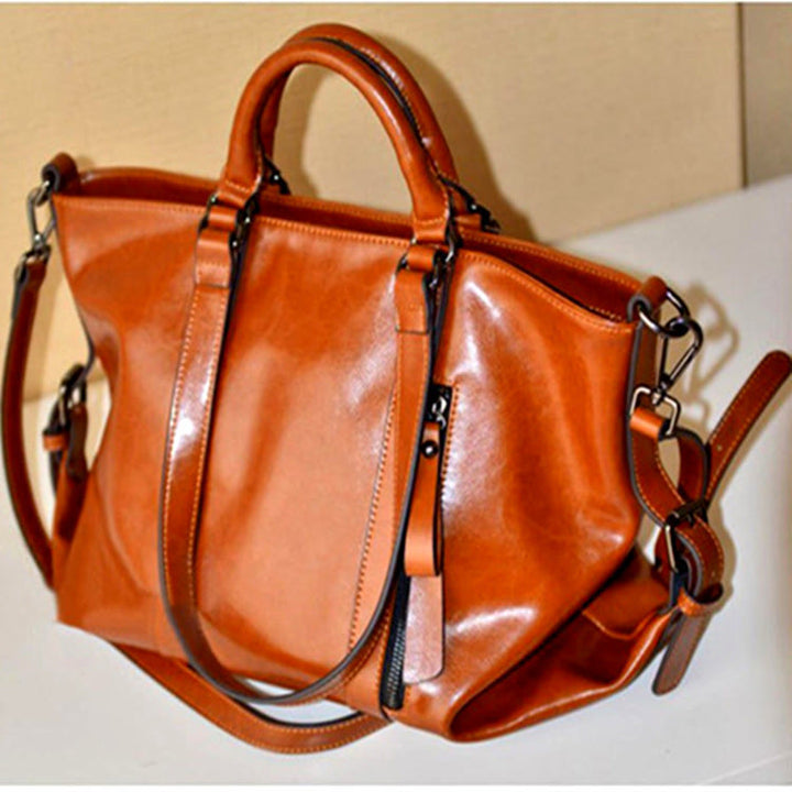 Große Reisetasche für Damen, minimalistische Handtasche aus schlichtem Leder