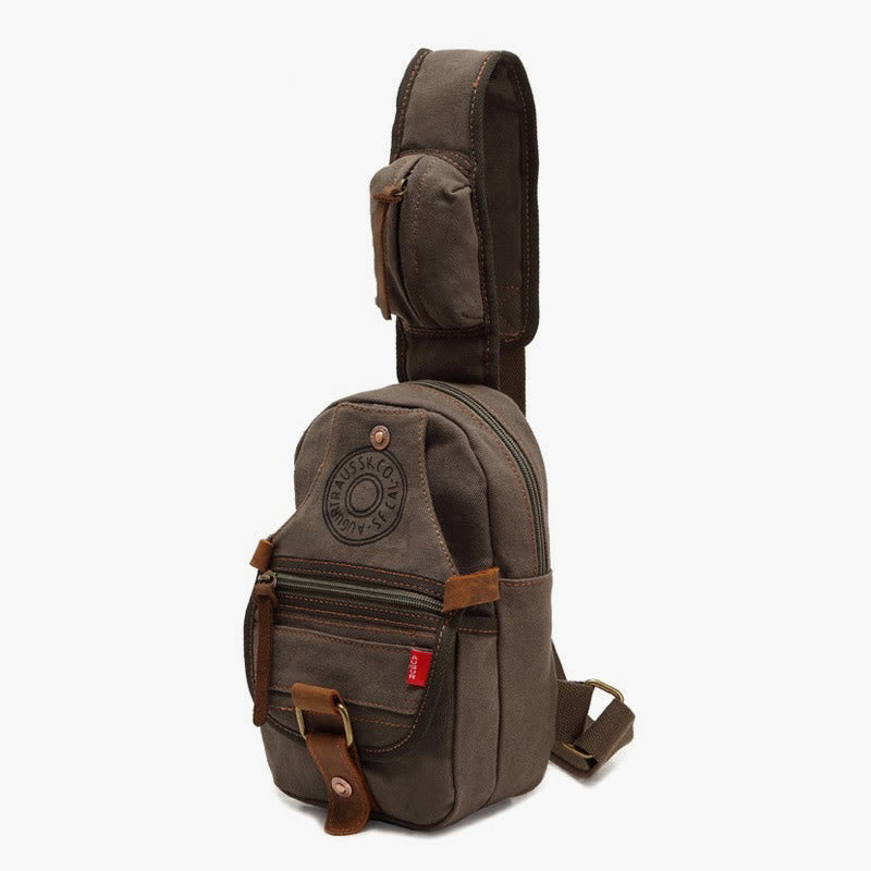 Schultertasche für Männer mit breiten Riemen, tragbarer Freizeit-Tagesrucksack aus Segeltuch