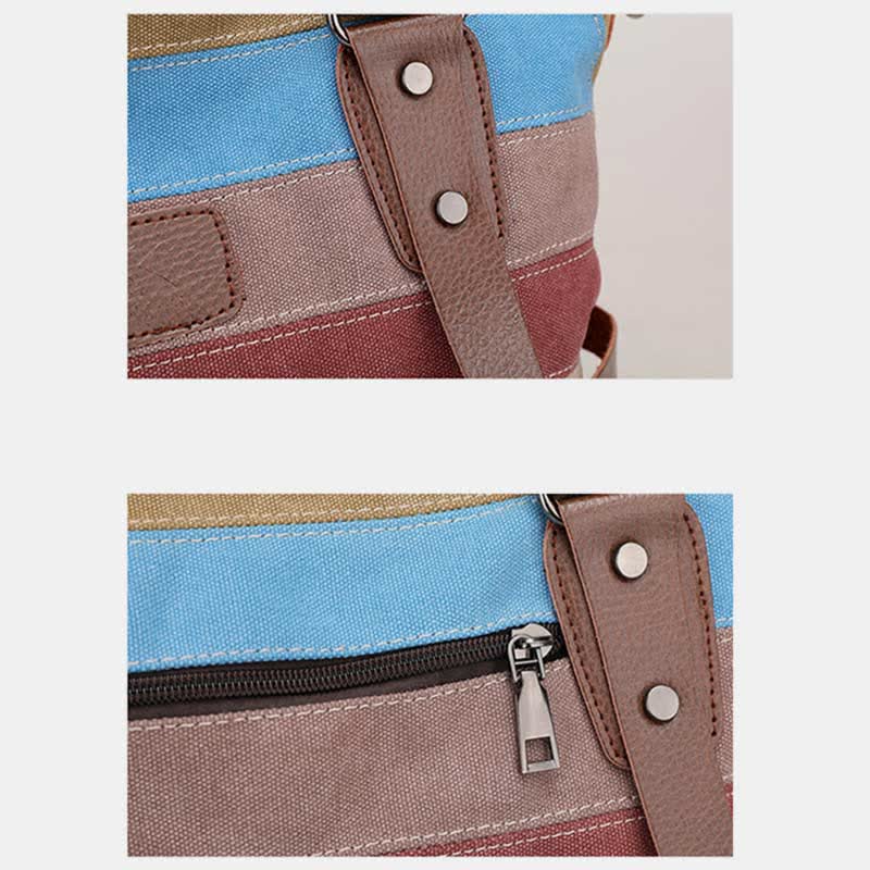 Multifunktions-Farbblock-Canvas-Handtasche Hobo Tote Bag Umhängetaschen