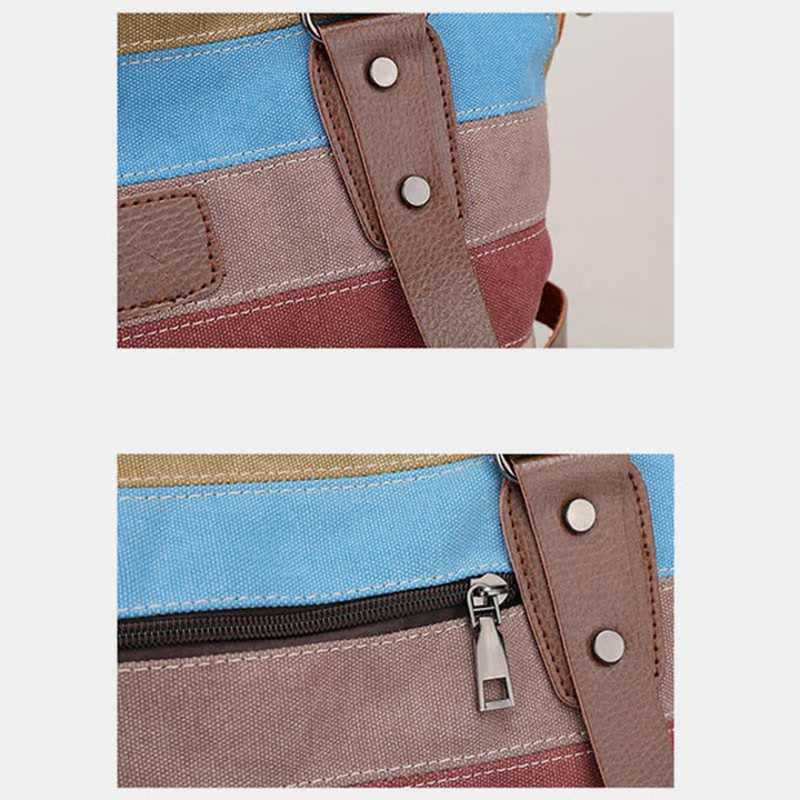 Multifunktions-Farbblock-Canvas-Handtasche Hobo Tote Bag Umhängetaschen