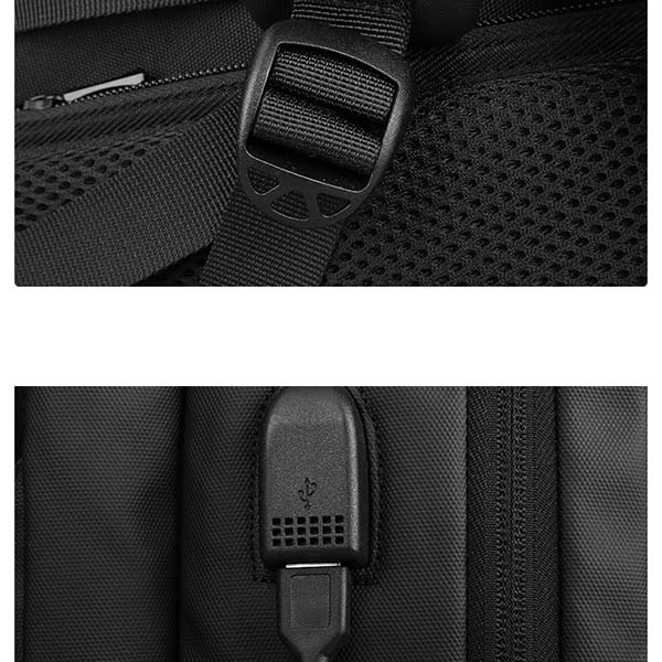 Erweiterbarer, mehrschichtiger, wasserdichter Business-Rucksack mit Uhr