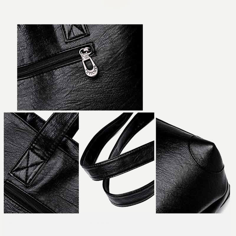 Damen Handtasche aus weichem Kunstleder mit zwei Fächern, Schultertasche