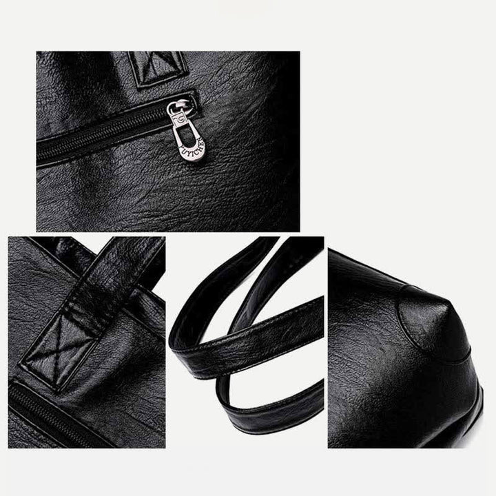 Damen Handtasche aus weichem Kunstleder mit zwei Fächern, Schultertasche