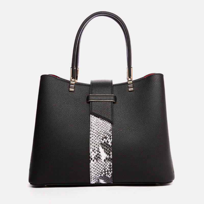 Damen Elegante Handtasche Schlangenhaut Textur Dekor Strapazierfähiges Leder Tote