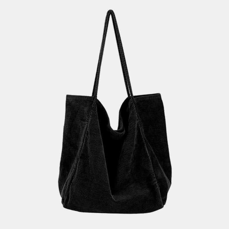Extra große Cord-Tragetasche, lässige Einkaufstasche, Schulterhandtasche