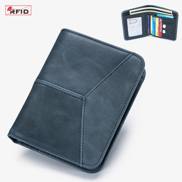 Herren RFID Bifold Trifold Geldbörse Einfarbige Leder Multifunktionale Geldbörse