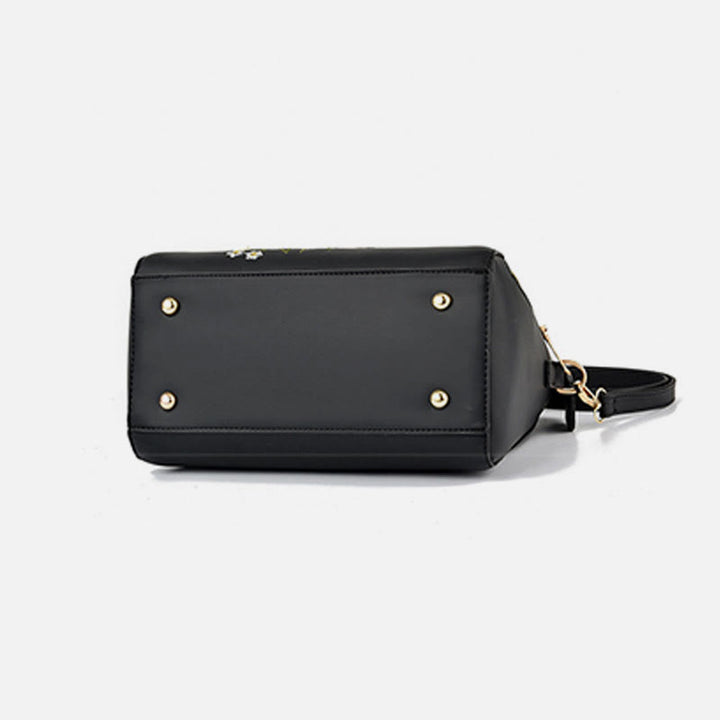 Florale Lederhandtasche für Damen, elegante Umhängetasche
