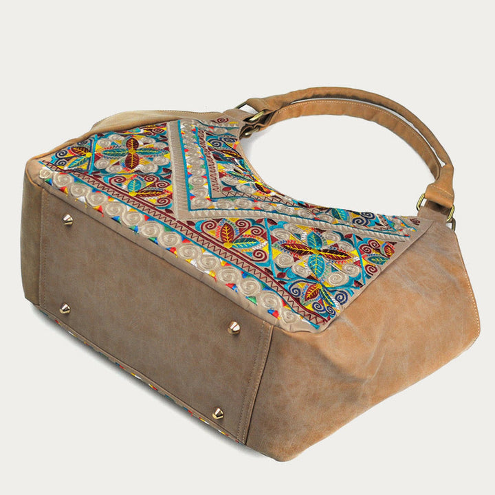 Tote für Frauen Reise ethnischen Stil Muster Leder Schultertasche