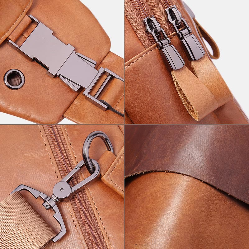 Multifunktions-Schultertasche aus echtem Leder im Vintage-Stil