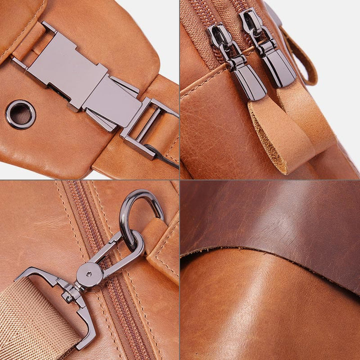 Multifunktions-Schultertasche aus echtem Leder im Vintage-Stil