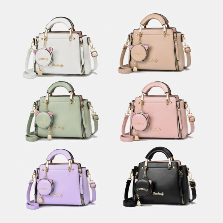 Süße Kätzchen-Handtasche mit abnehmbarem Riemen für Damen, Umhängetasche