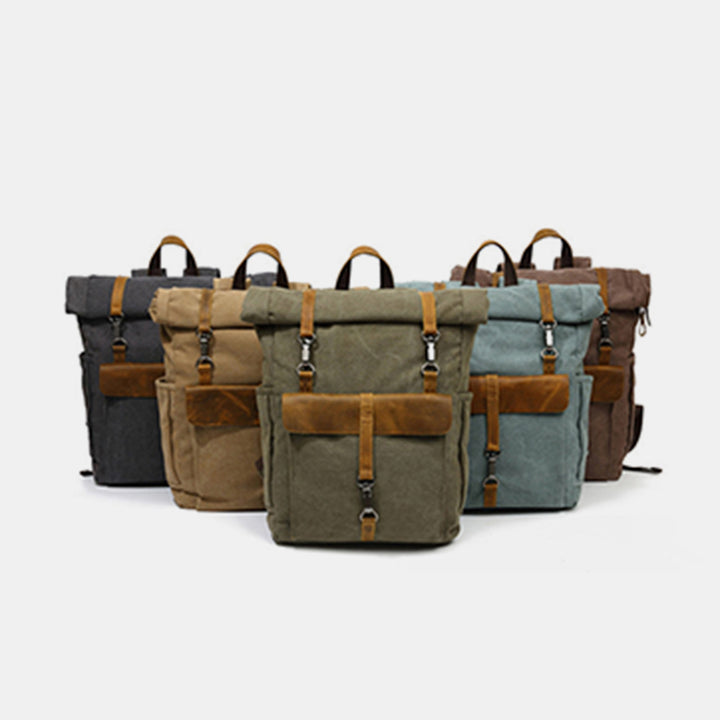 Unisex Canvas Leder Wandern Reise Rucksack Rucksack Schultasche Daypack