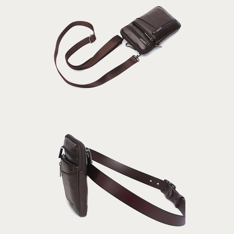 Messenger Bag für Herren, Mini-Umhängetasche aus ultradünnem Leder