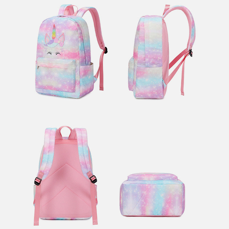 Einhorn-Schulrucksack für Mädchen, Kinder, Grundschule, Büchertasche, Lunchtasche-Set
