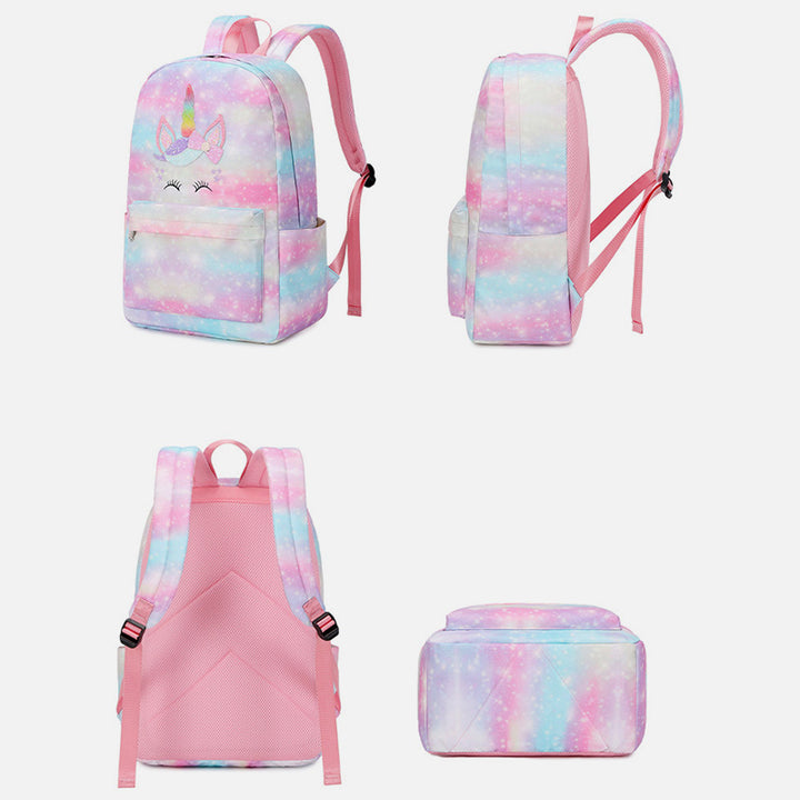 Einhorn-Schulrucksack für Mädchen, Kinder, Grundschule, Büchertasche, Lunchtasche-Set