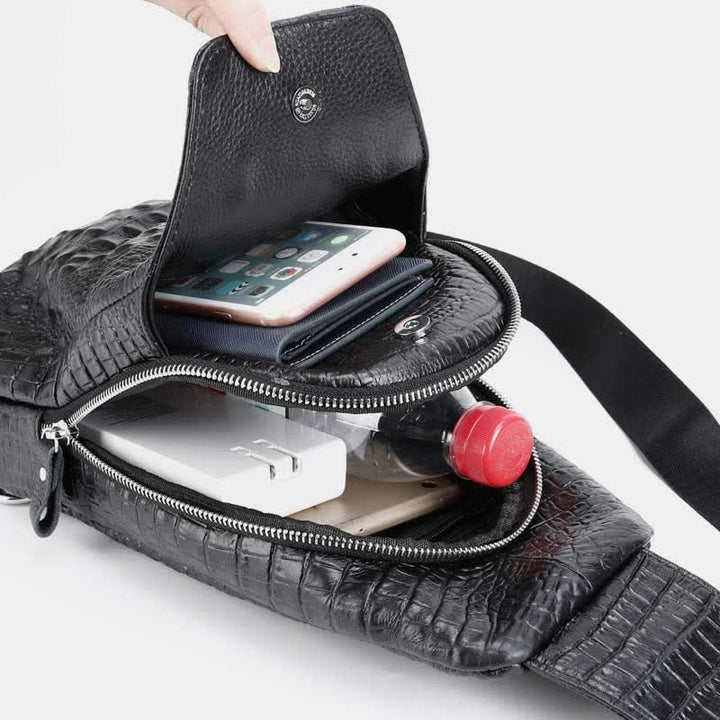 Krokodilmuster, modische Luxus-Schultertasche aus Rindsleder für Männer