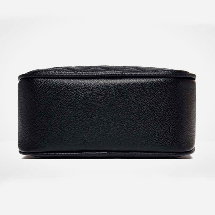 Umhängetasche mit 3 Reißverschlüssen für Damen, gestepptes Kunstleder, kleine Schultertasche