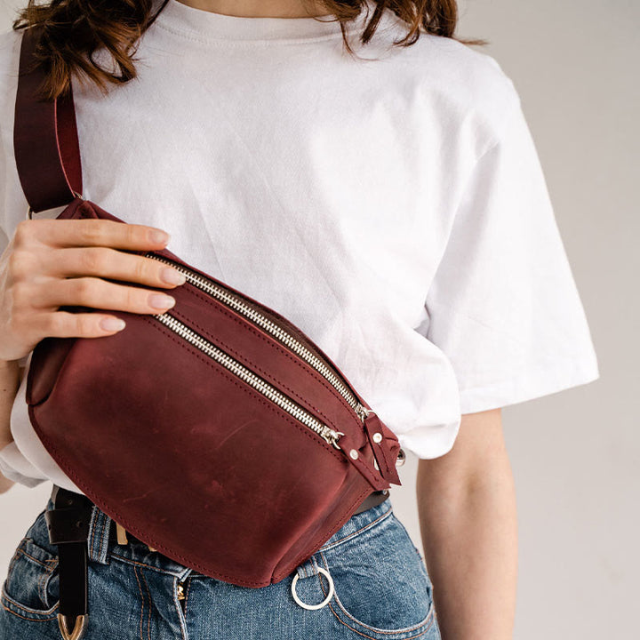 Gürteltasche für Damen und Herren, Outdoor, Hüfttasche mit Doppelreißverschluss, Brusttasche