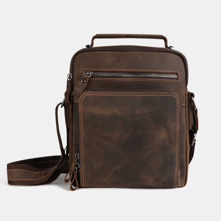Kleine Umhängetasche für Herren, mehrere Taschen, echtes Leder, Umhängetasche