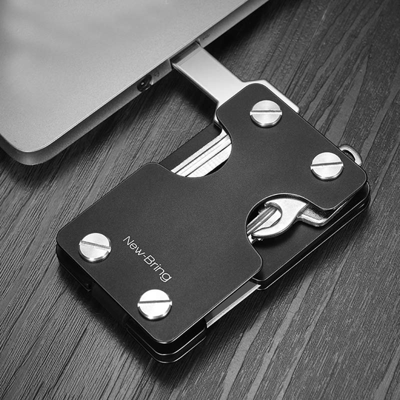Minimalistisches Schlüssel-Organizer-Kartenetui aus Aluminium