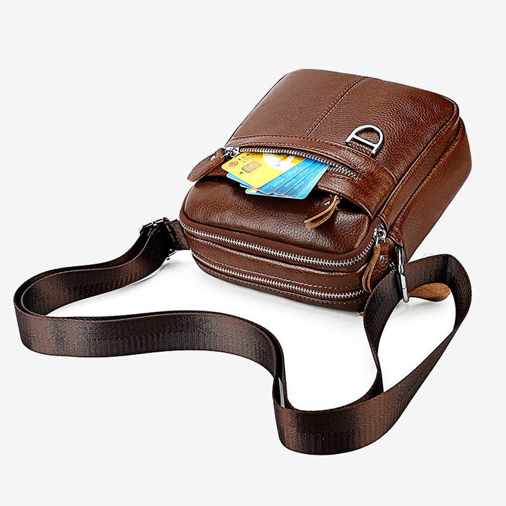 Umhängetasche für Herren, minimalistisch, aus echtem Leder, einzelne Schultertasche