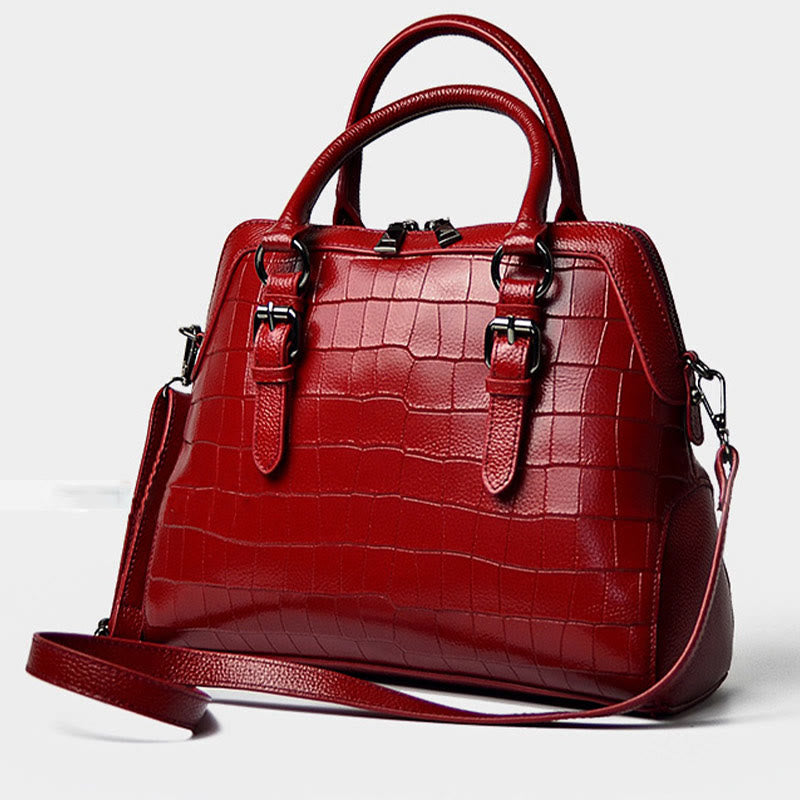Elegante Handtasche Umhängetasche aus Leder mit Krokodilmuster in reiner Farbe
