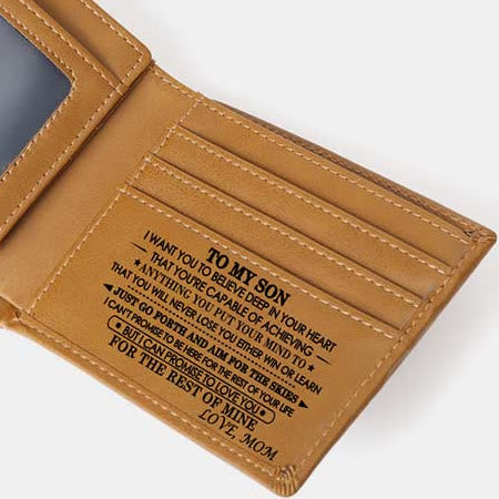 Gravierte Herren-Geldbörse, dreifach faltbar, Leder, Kartenhalter, Geschenke für Sohn und Enkel