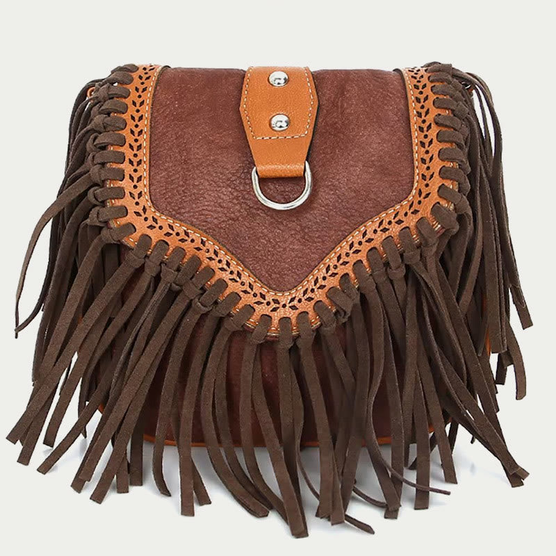 Bohemia Umhängetasche für Damen, Vintage, Quaste, Umhängetasche