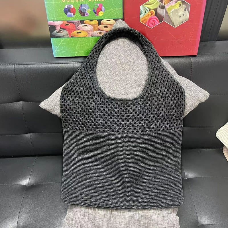 Einkaufstasche für Frauen im ethnischen Stil aus Wolle gestrickte Schultertasche