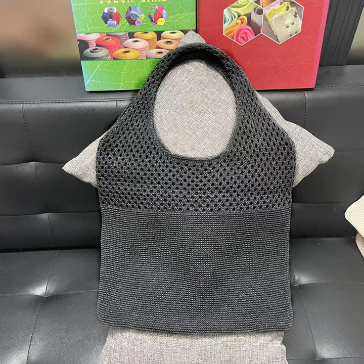 Einkaufstasche für Frauen im ethnischen Stil aus Wolle gestrickte Schultertasche