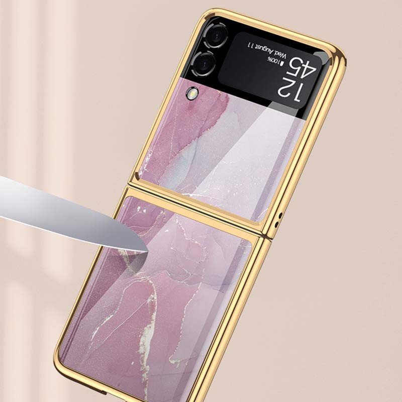 Samsung Galaxy Z Flip 3 Hülle Floral Premium Dünn Transparent Hart PC Handyhülle