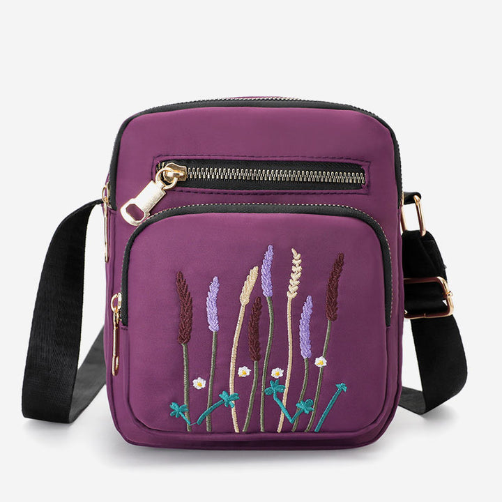 Leichte, wasser- und reißfeste Umhängetasche für Damen mit mehreren Taschen und Stickereien